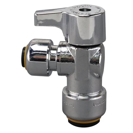 Tectite By Apollo 1/2 in. Chrome-Plated Brass Push-To-Connect x 1/4 in. Push-To-Connect Quarter-Turn Angle Stop Valve FSBVA1214